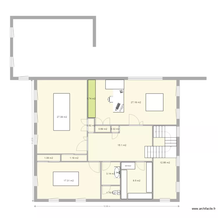atelier etage. Plan de 