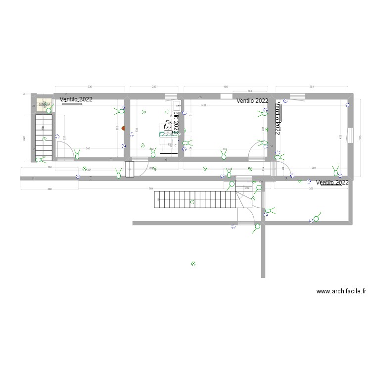 ch1 ch2. Plan de 1 pièce et 1 m2