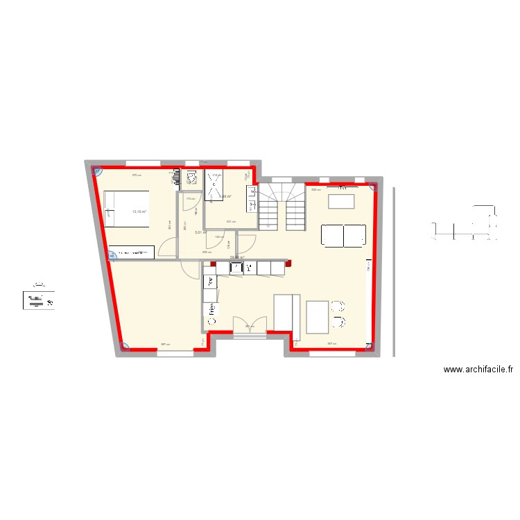 Maison charlot. Plan de 4 pièces et 114 m2