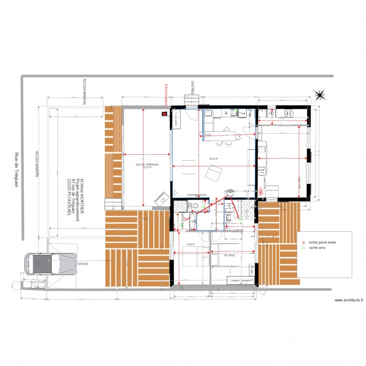 PLOUGUIEL  VMC et  gaines repartition chauffage. Plan de 0 pièce et 0 m2