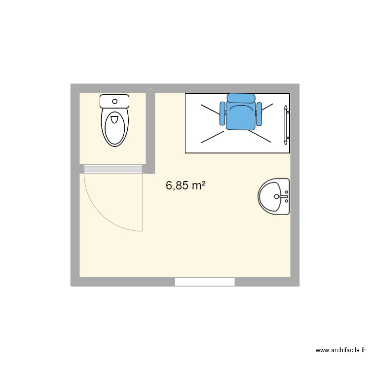 sdb new mont. Armelle. Plan de 1 pièce et 7 m2