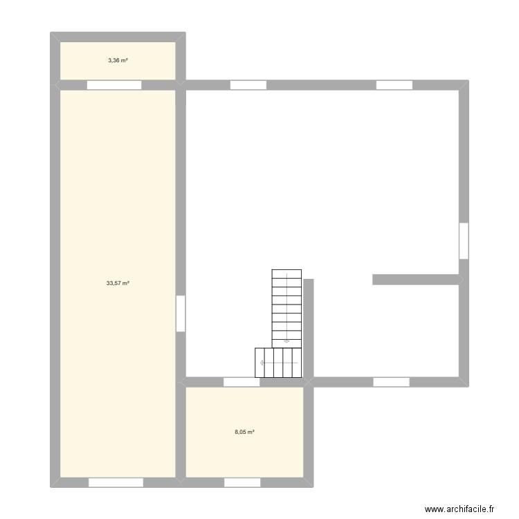 hui. Plan de 3 pièces et 45 m2