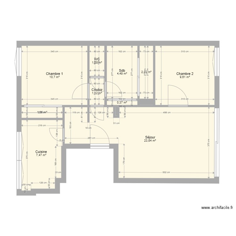 Appartement bis. Plan de 12 pièces et 62 m2