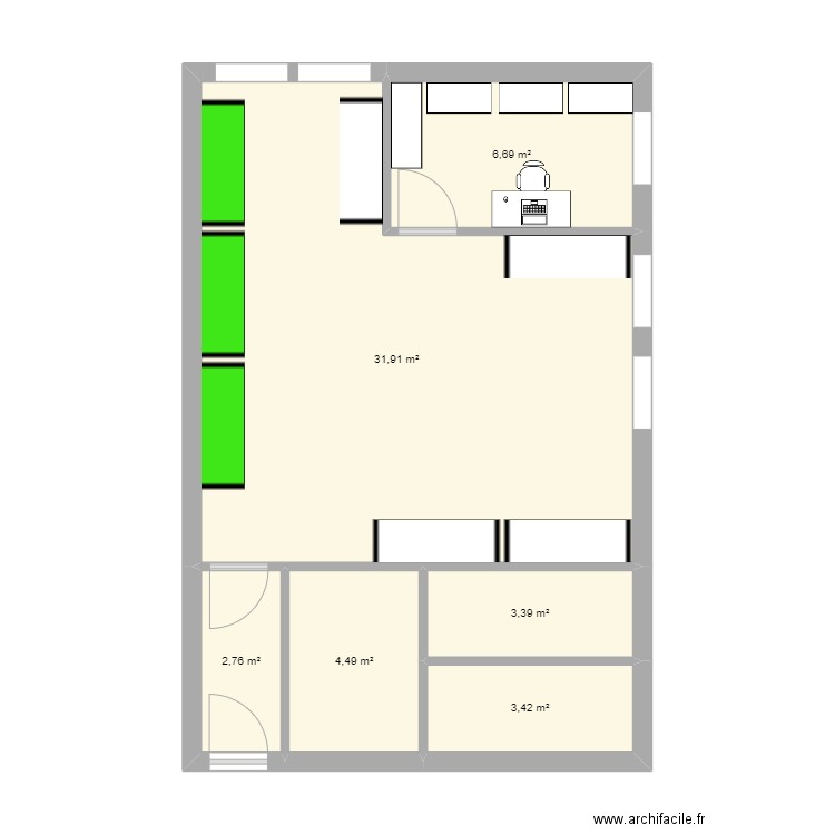 CMR76 LOCAL MAINTENANCE. Plan de 6 pièces et 53 m2