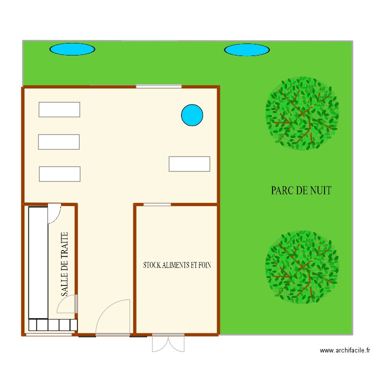 Bergerie. Plan de 4 pièces et 183 m2