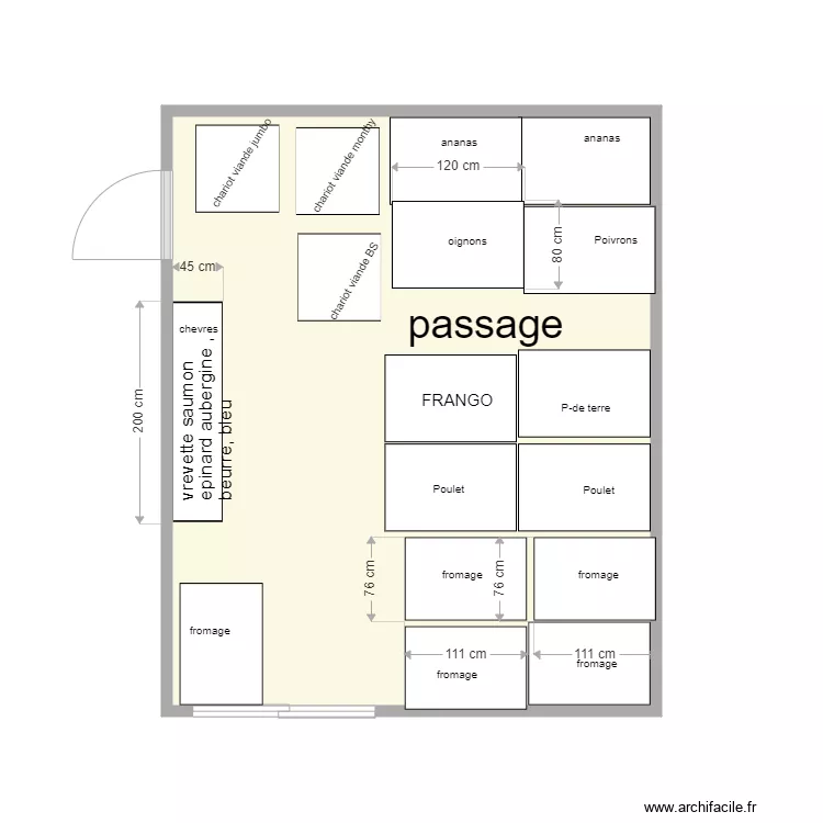 chambre froide. Plan de 