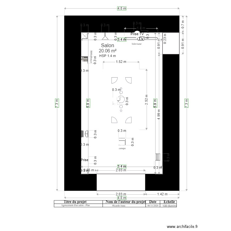 Agencement salon plan 1. Plan de 0 pièce et 0 m2