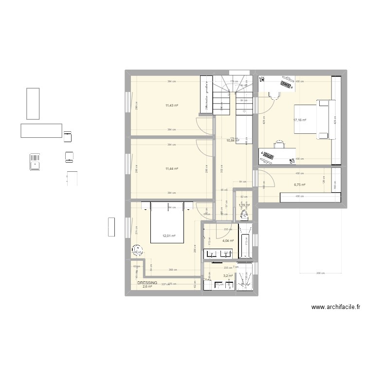 Chaponost V2.2-étage. Plan de 15 pièces et 152 m2