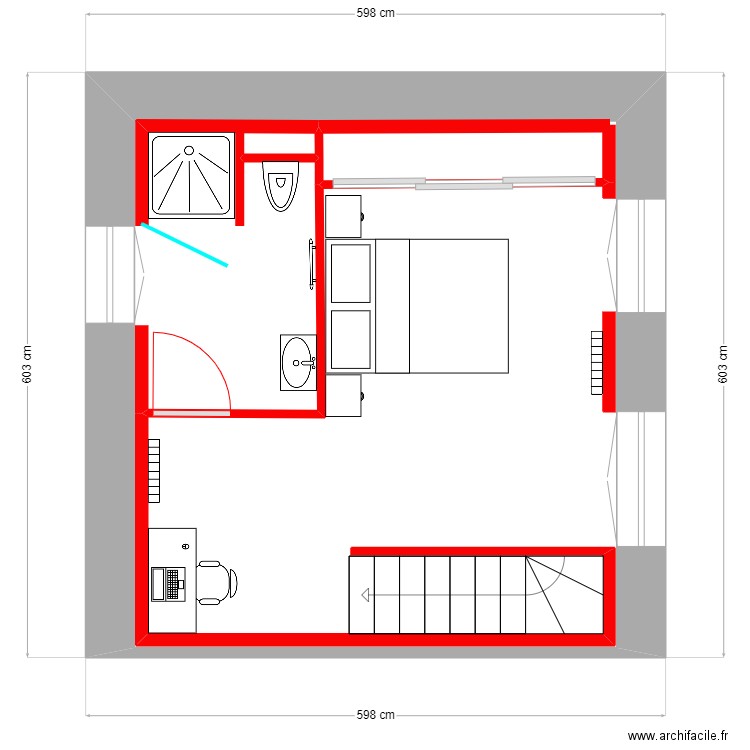 SCI LA HOUN RDC. Plan de 1 pièce et 27 m2