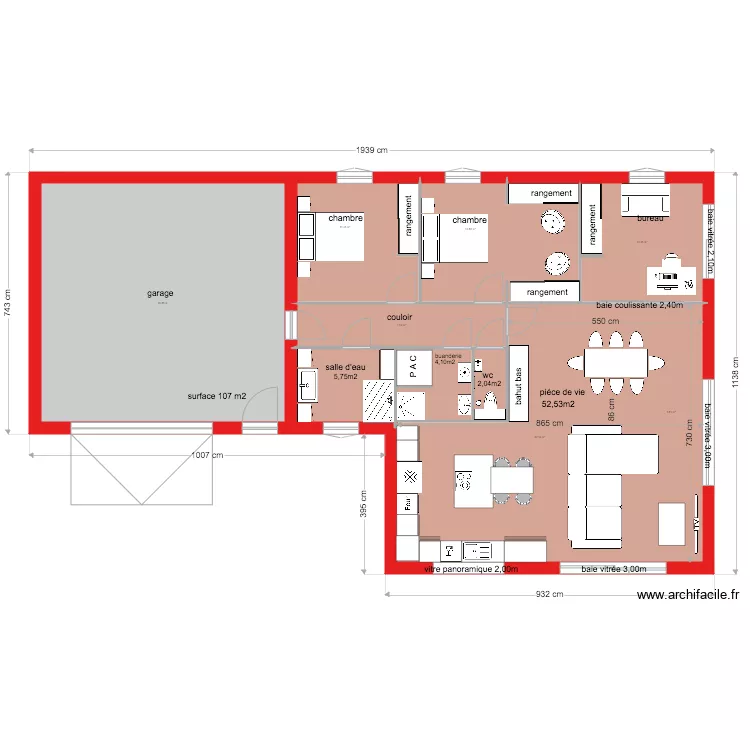 maison de 113m2. Plan de 