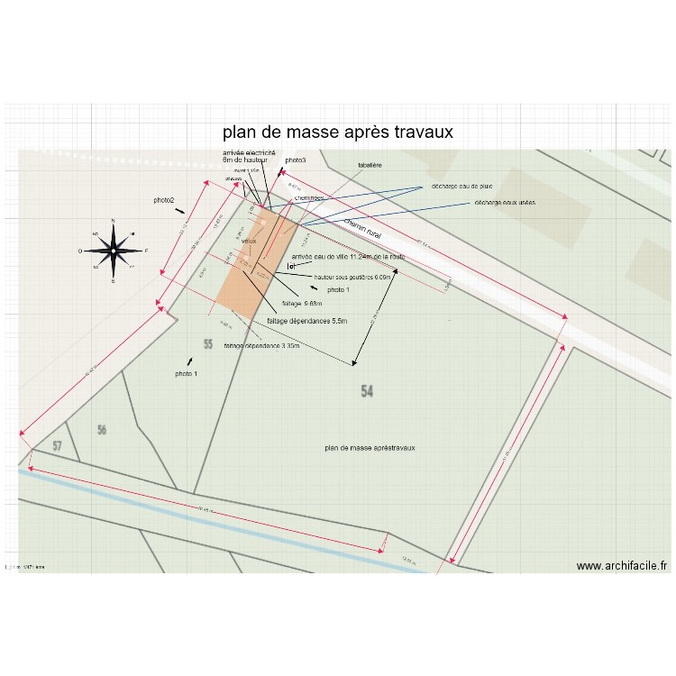 plan de masse après travaux corection 1. Plan de 0 pièce et 0 m2