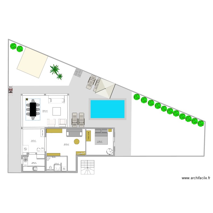 VILLA 306. Plan de 6 pièces et 71 m2