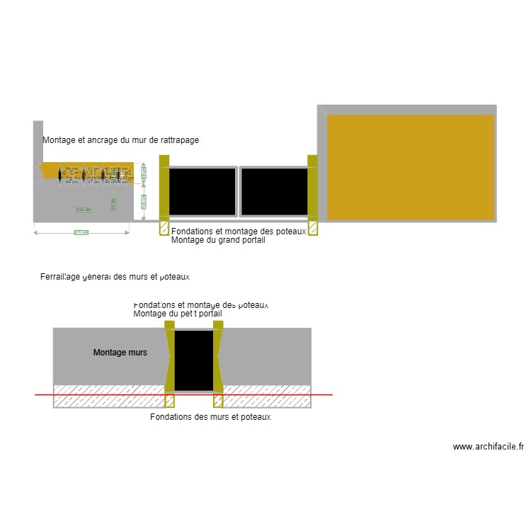 REHAUSSE MUR EXTERIEUR 2. Plan de 10 pièces et 24 m2