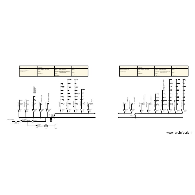 Schéma unifilaire Bench Plan 1. Plan de 16 pièces et 29 m2