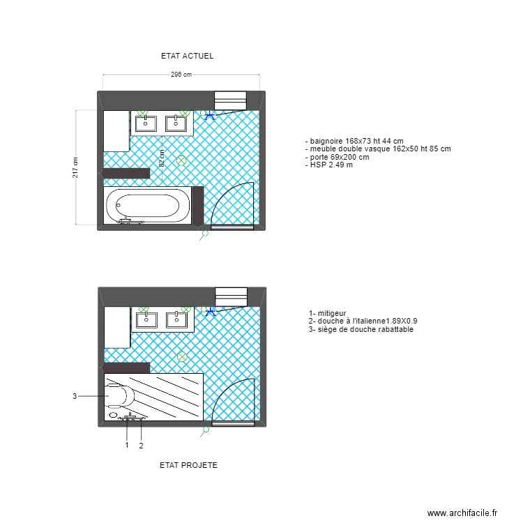 APA MEISNER. Plan de 2 pièces et 12 m2