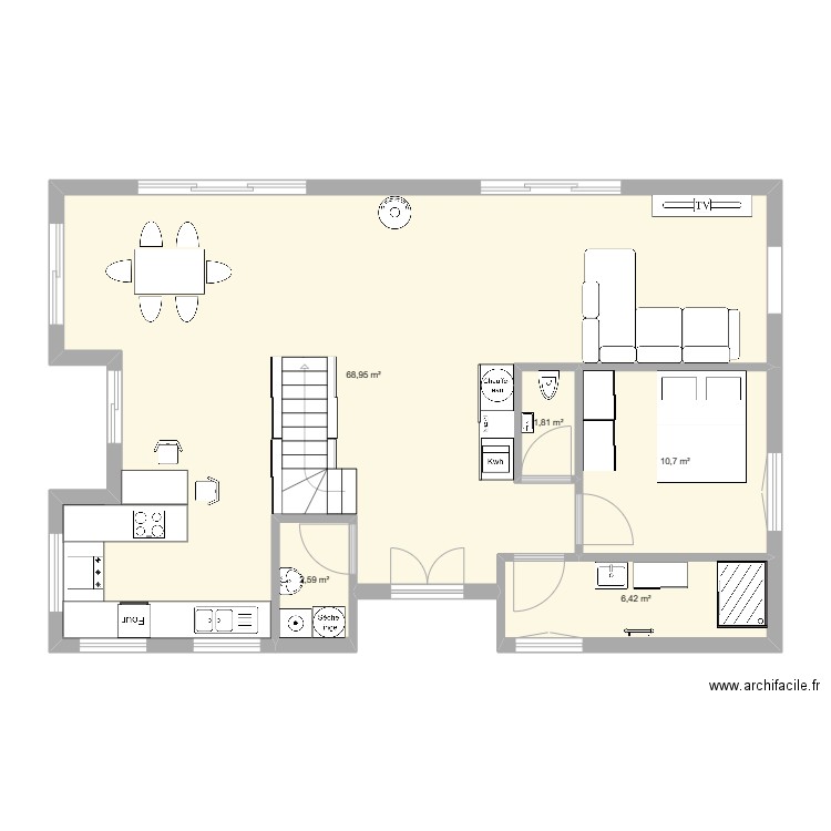 Célia-6. Plan de 5 pièces et 90 m2