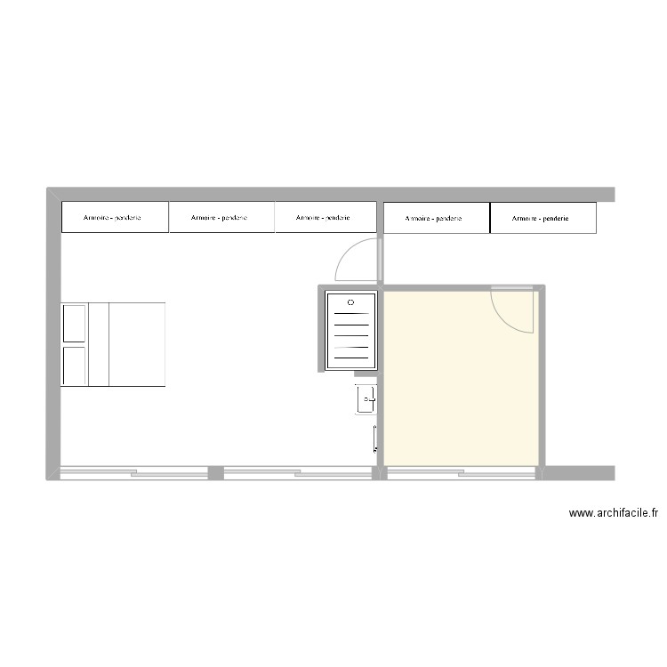 Chambre G.M Proposition 3. Plan de 1 pièce et 10 m2