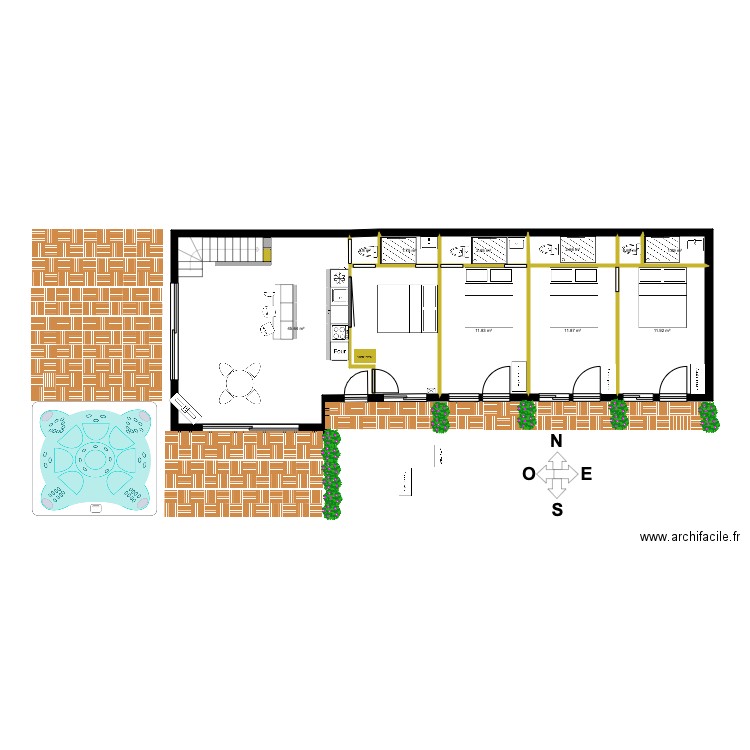 Dépendances2. Plan de 12 pièces et 156 m2