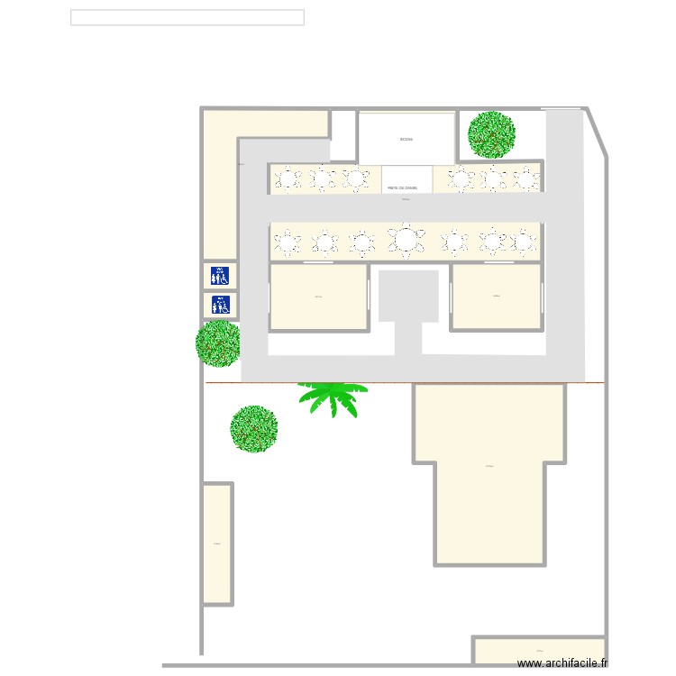 Plan chapiteau V1. Plan de 9 pièces et 801 m2