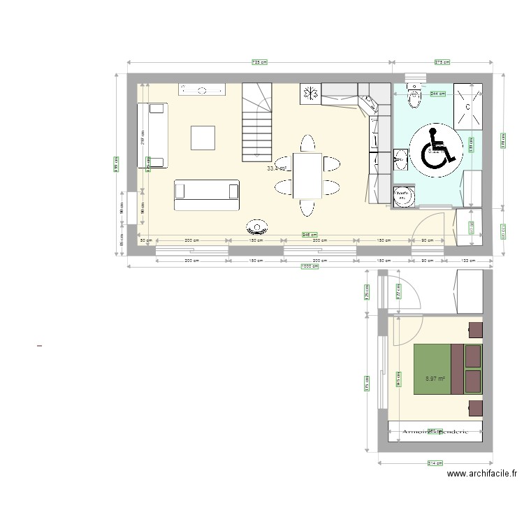 50 m2 étage extension. Plan de 0 pièce et 0 m2