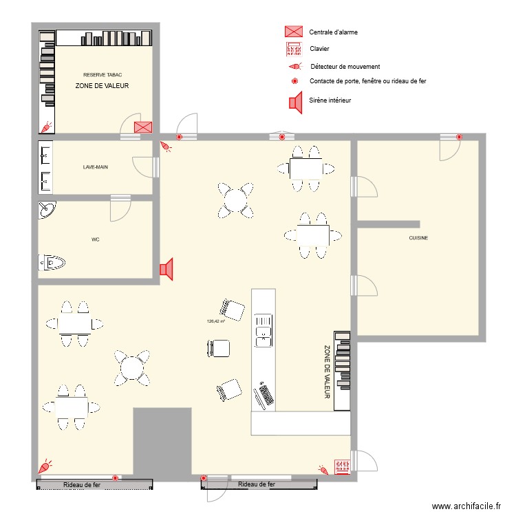 tabac les salles Alarme. Plan de 0 pièce et 0 m2