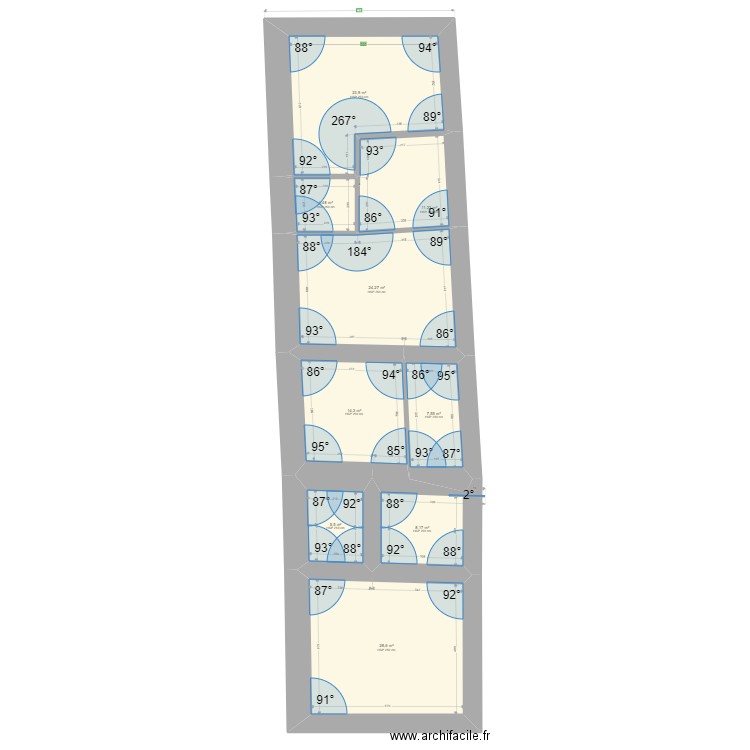 Chamaillard Existant RDC hors ouverture. Plan de 9 pièces et 128 m2