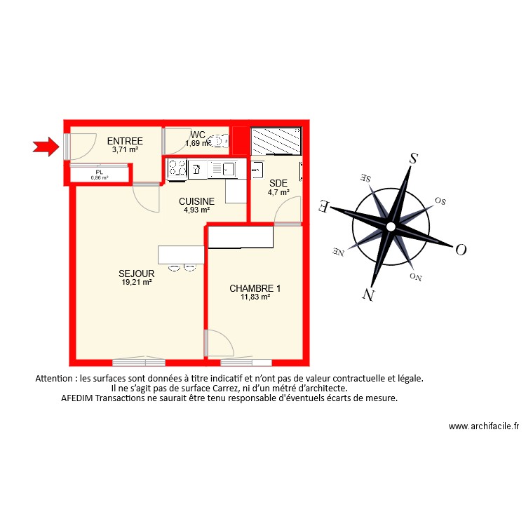 BI8760 PASCAL. Plan de 8 pièces et 47 m2