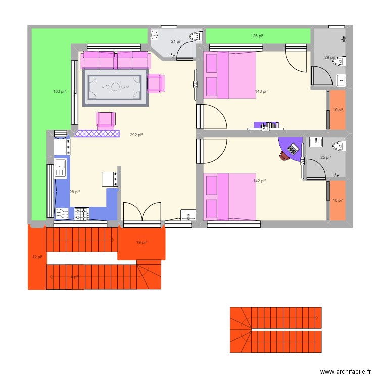 New. Plan de 14 pièces et 80 m2