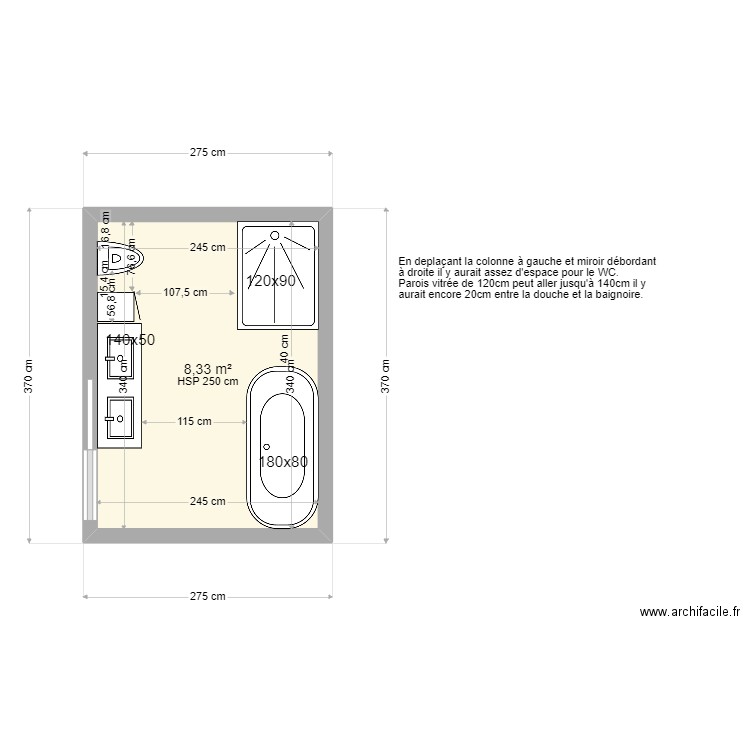 SDB BENOIT. Plan de 1 pièce et 8 m2