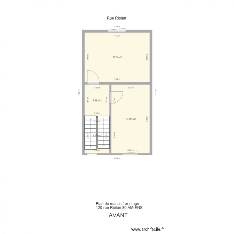 PLAN DE MASSE RIOLAN 1er étage. Plan de 4 pièces et 29 m2