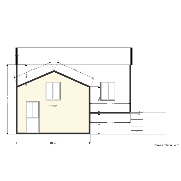 façade sud. Plan de 0 pièce et 0 m2