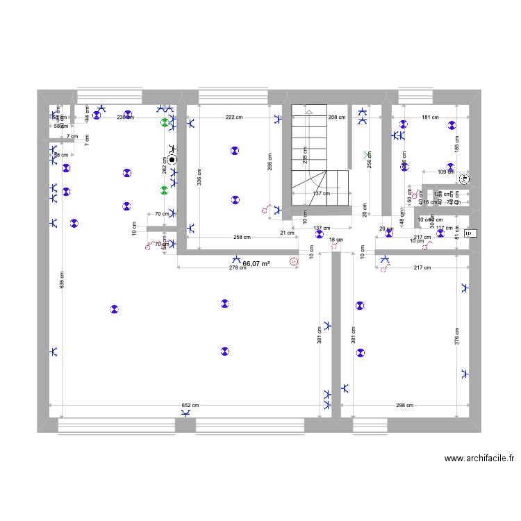 Théodore 3ème étage électricité.. Plan de 1 pièce et 66 m2