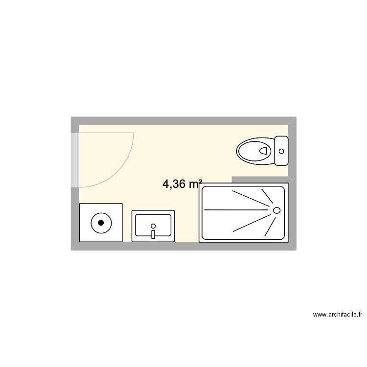 SdB AA. Plan de 1 pièce et 4 m2