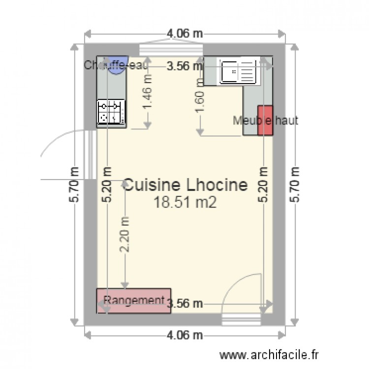 cuisine Lhocine. Plan de 0 pièce et 0 m2