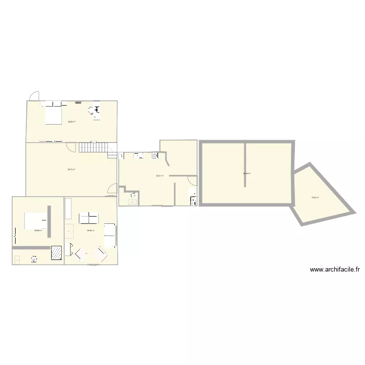 chambre etage. Plan de 