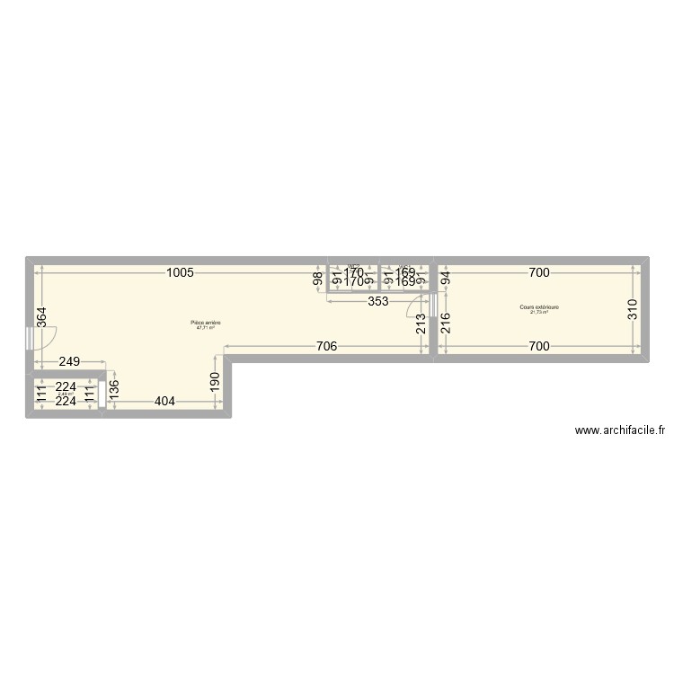 Plan 3 (A4) partie arrière - M. Aslan. Plan de 5 pièces et 75 m2