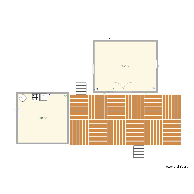 Axel Casaxel. Plan de 2 pièces et 33 m2