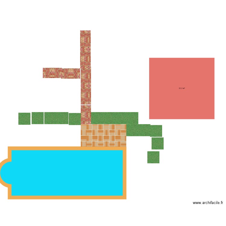 pisci2. Plan de 1 pièce et 32 m2