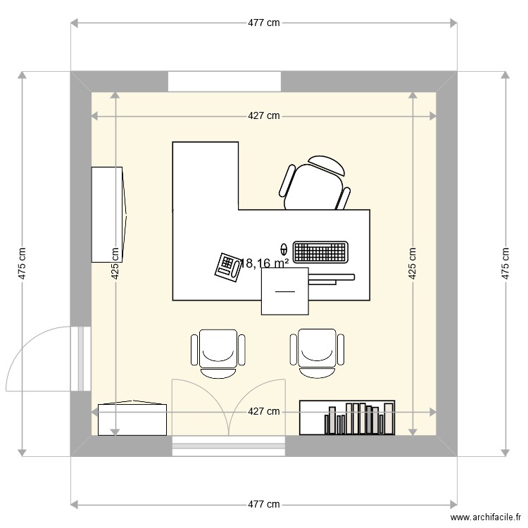 plan dir cab. Plan de 1 pièce et 18 m2