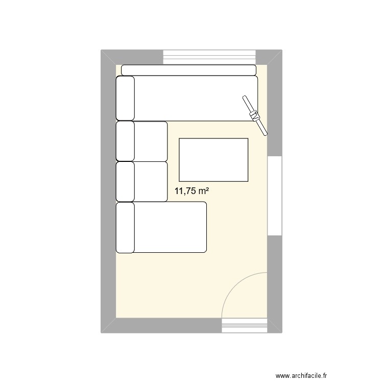 Salon. Plan de 1 pièce et 12 m2