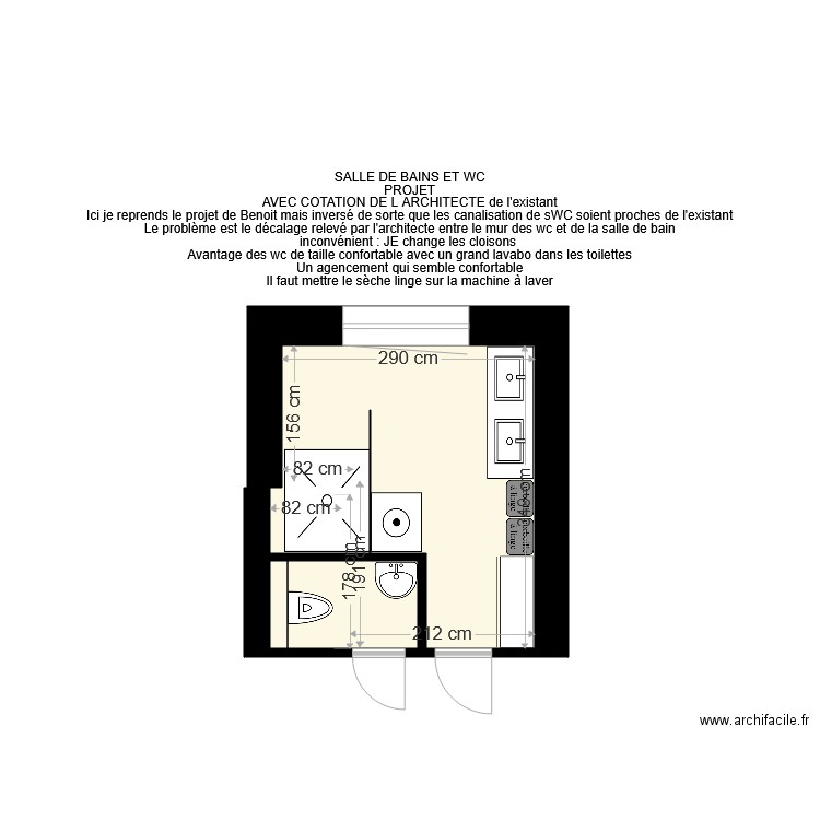 salle de bains et WC Bilitis projet 4. Plan de 0 pièce et 0 m2