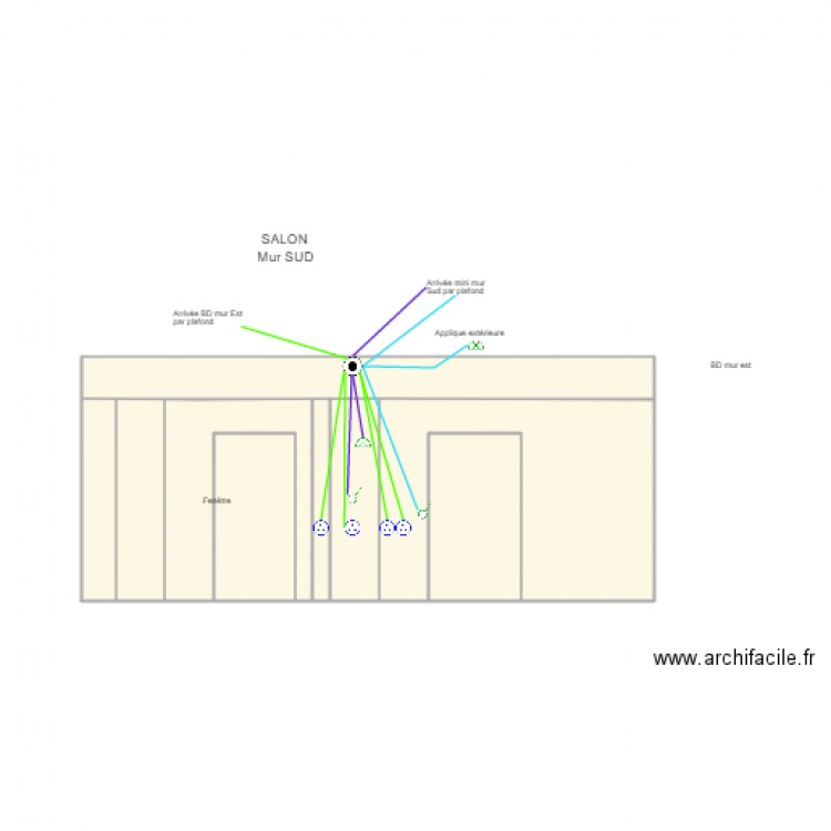 Mur SUD salon. Plan de 0 pièce et 0 m2