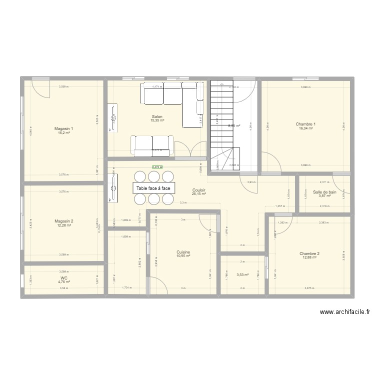 plan. Plan de 11 pièces et 131 m2