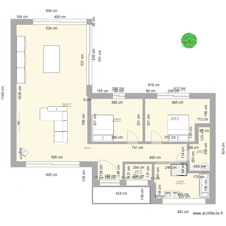 permis 2 stella 7. Plan de 6 pièces et 109 m2