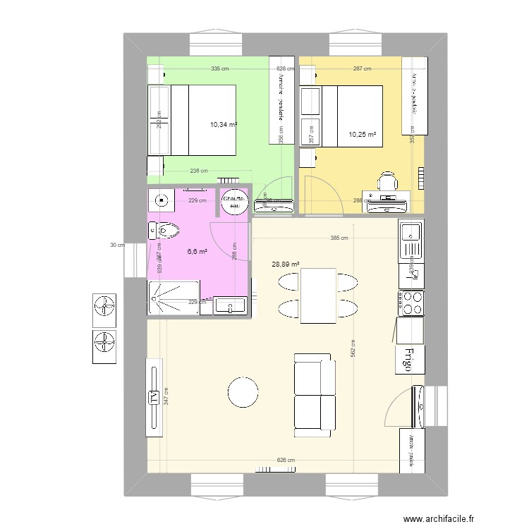 plan définitif 1er en face. Plan de 4 pièces et 86 m2