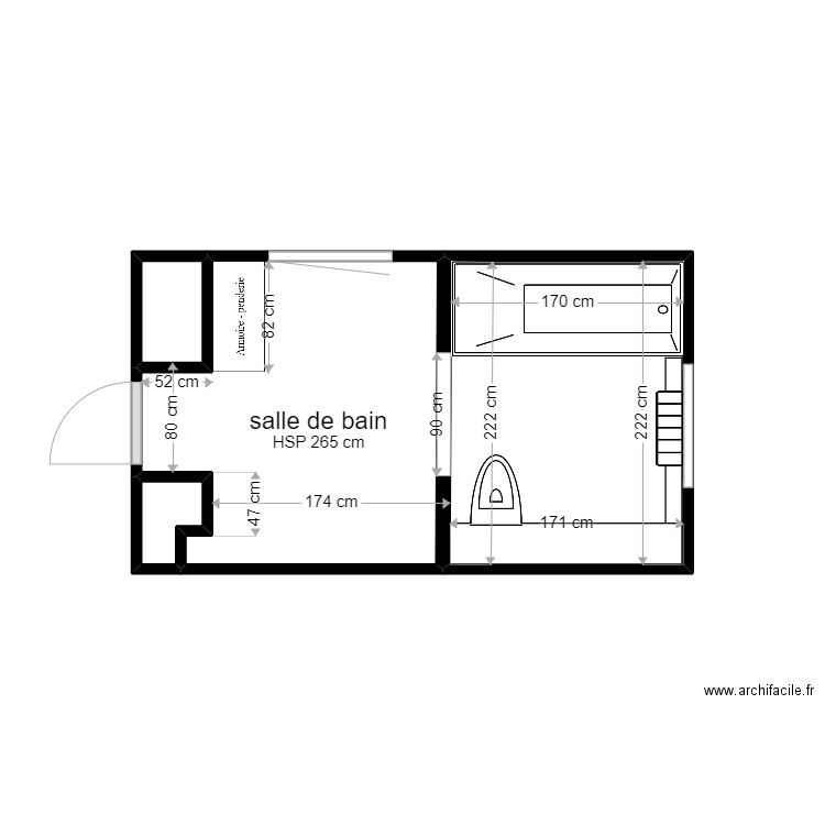 rozier existant. Plan de 4 pièces et 8 m2