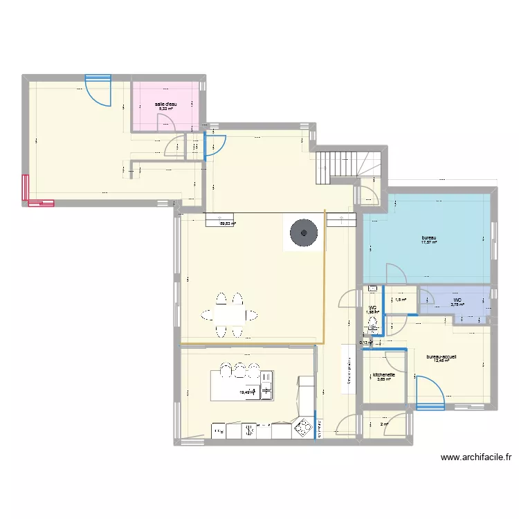 Maison Chauveau RDC projet 1. Plan de 12  et 157 m²