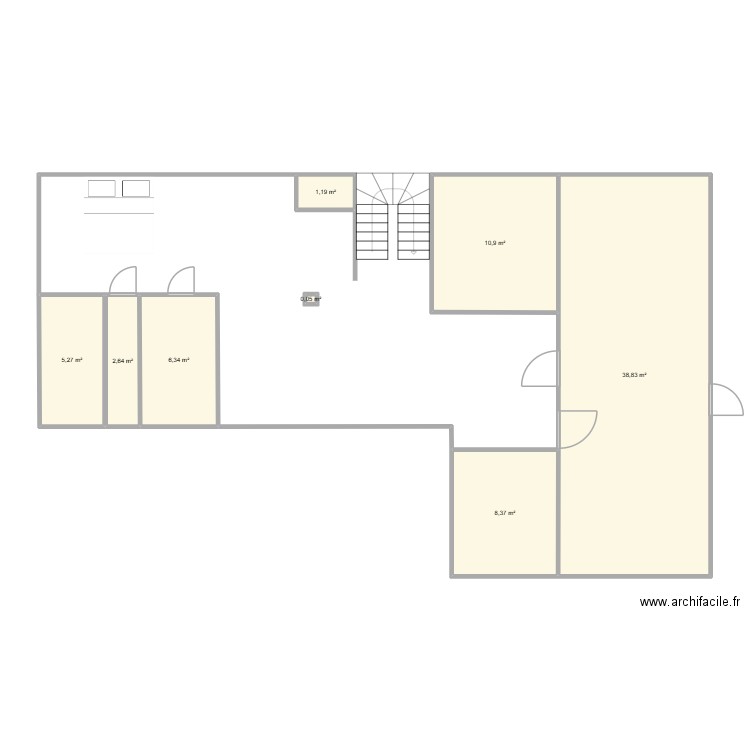 sous-sol. Plan de 8 pièces et 74 m2