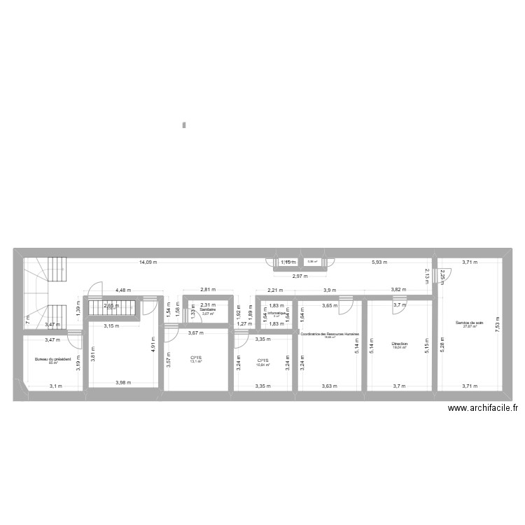 1er etage. Plan de 11 pièces et 184 m2