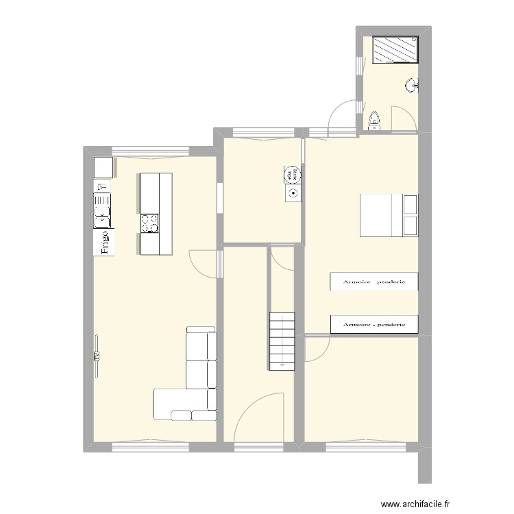 Rez de chaussée V2. Plan de 3 pièces et 101 m2